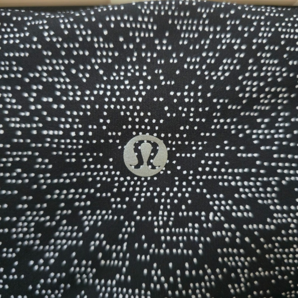 Lululemon Pace Rival Crop Leggings Black White Mesh Size 4 W6AHWS